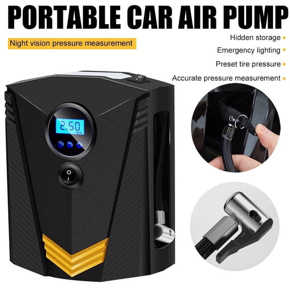 EIMELI Portable Air Compressor Pump Digital Tire Inflator 150PSI DC 12V Car Air Pump with LED Light Auto tire inflator for Car, Bicycle, Motorcycle, Basketball and Other Inflatables(Black)