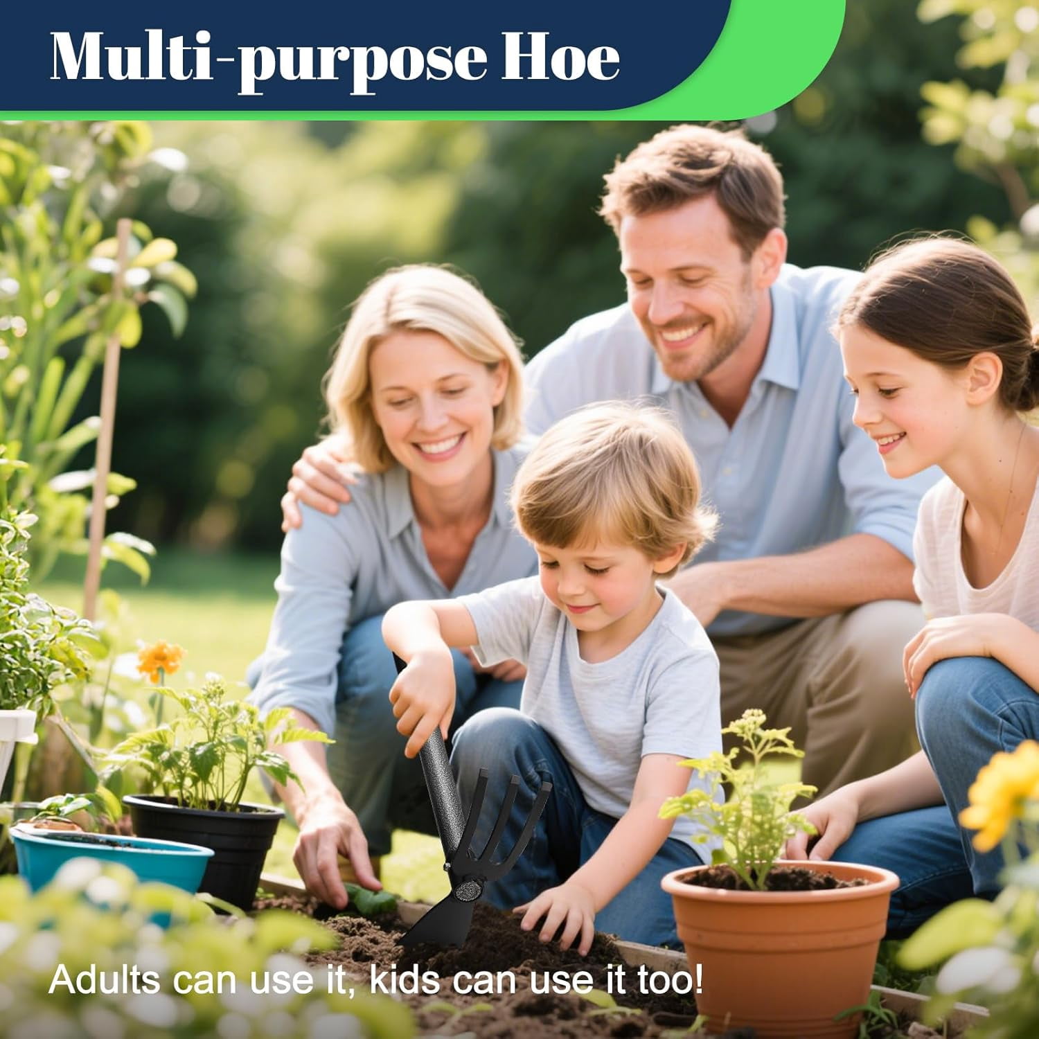 OLIYNEDY Weed Puller Tool with Long Handle,45" Manual Weeder 2 in 1 Hand Cultivator and Garden Hoe for Gardening
