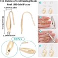 thumbnail image 2 of 1 caja de 80 ganchos para pendientes de acero inoxidable chapados en oro de 18 quilates con bucles, accesorios para pendientes franceses., 2 of 9