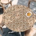 thumbnail image 2 of Brown Floral Round Tablecloth, Fitted Table Cover with Elastic for 36"-44" Round Tables, Vintage Rustic Flowers Botanical Spring Table Cloth Outdoor Indoor Dinning Party Waterproof Tablecloths, 2 of 7