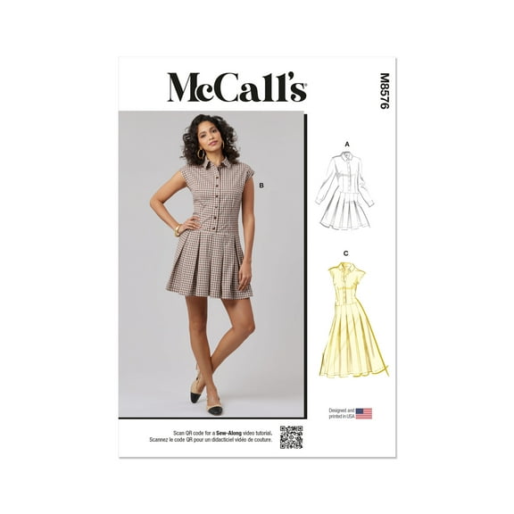 McCall's Sewing Pattern 8576 - Misses' Dress with Sleeve and Length Variations, Size: U5 (16-18-20-22-24)