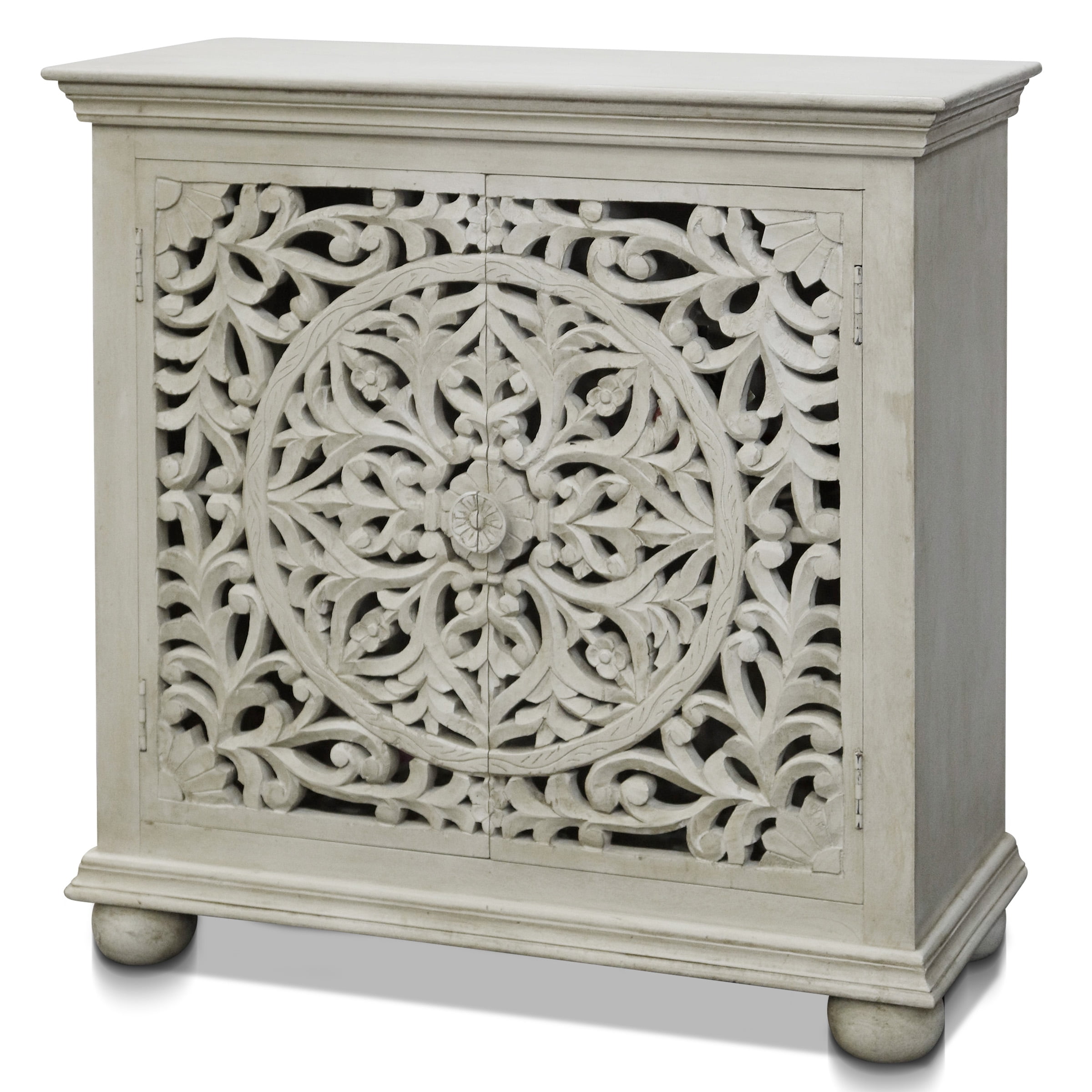 Amelia Two-Door Cabinet - Antique White Washed Finish - Walmart.com