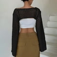 thumbnail image 4 of Yesfashion Womens Cropped Sweater Crochet Knit Crop Tops See Through Y2k Knit Sweater Beach Cover Ups, 4 of 5