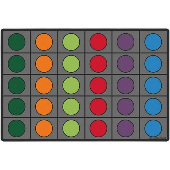 Carpets for Kids Seating Circles Circletime Rug, 8 Feet x 12 Feet, Rectangle, Primary Colors, Gray
