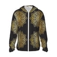 thumbnail image 2 of Uemuo Gold Mandala Pattern Women's Full Zip UPF 50+ Sun Protection Hoodie Jacket Long Sleeve Sun Shirt Hiking Outdoor Performance with Pockets-Small, 2 of 9