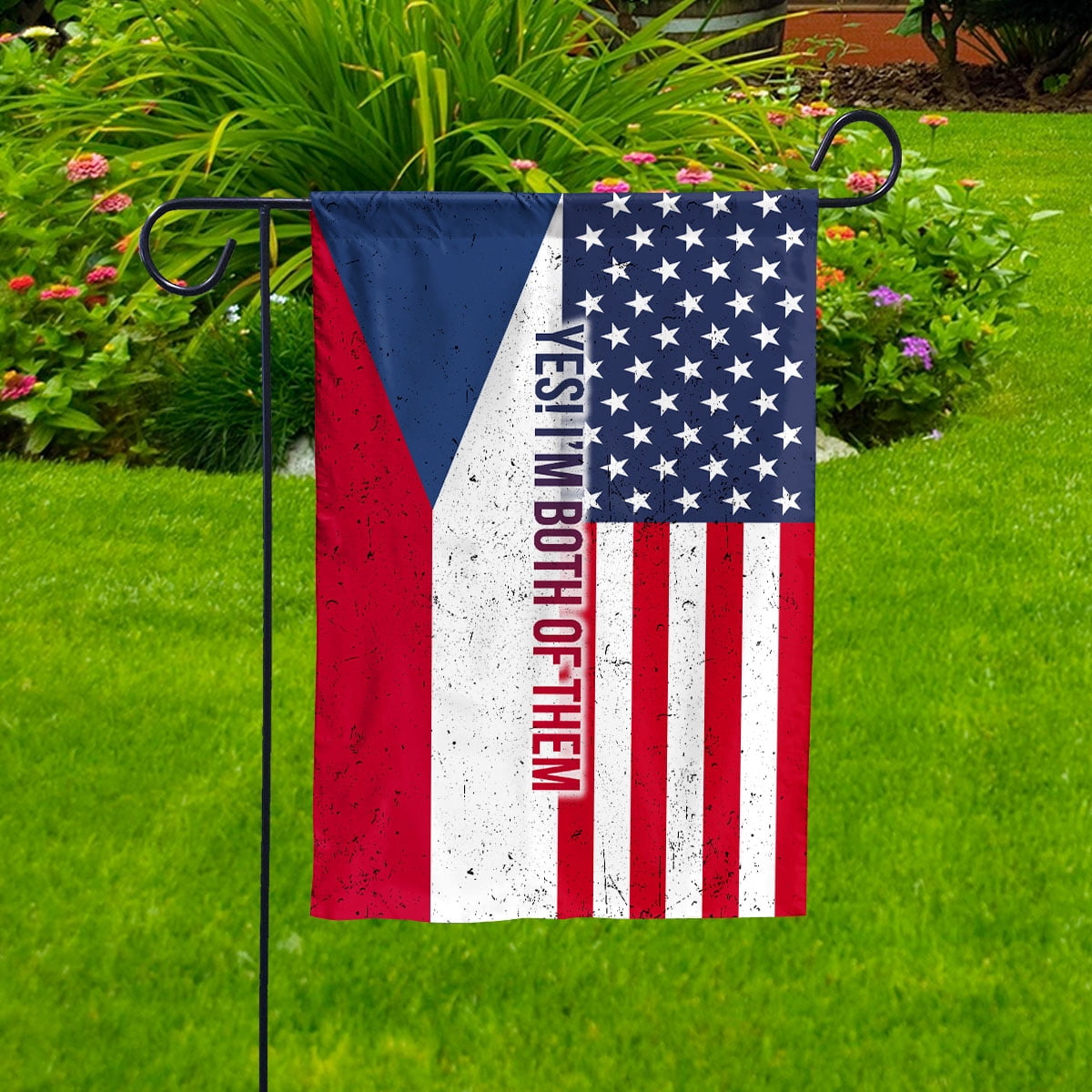 American Half Czech Republic Flag Czech Friendship U.S.A My Home My Blood House Flag, Double-Sided Decorative Outdoor Flag, Patriotic Polyester Yard Flag 29.5 x 39.5 in