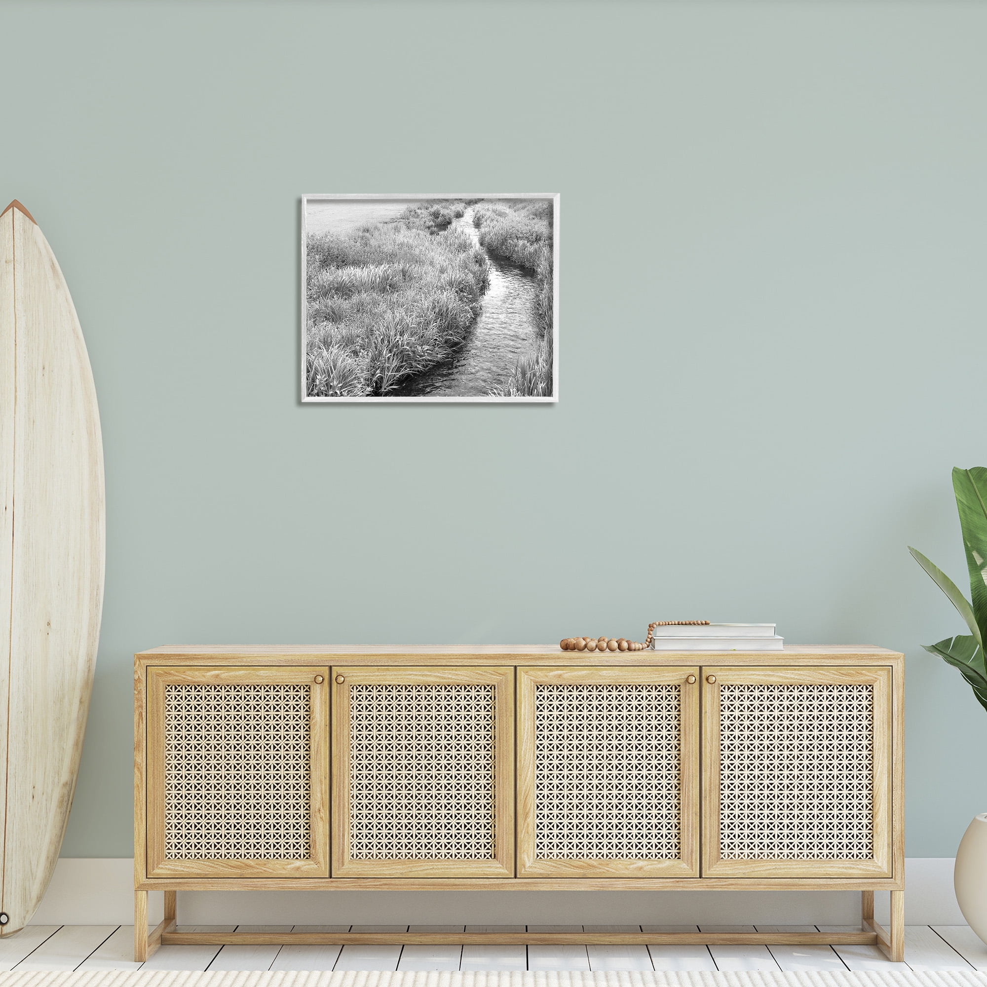 Stupell Industries Flowing Beach Canal Landscape Photography White Framed Art Print Wall Art, 30 x 24
