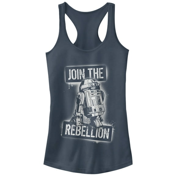 Junior's Star Wars R2-D2 Join the Rebellion Racerback Tank Top Indigo 2X Large