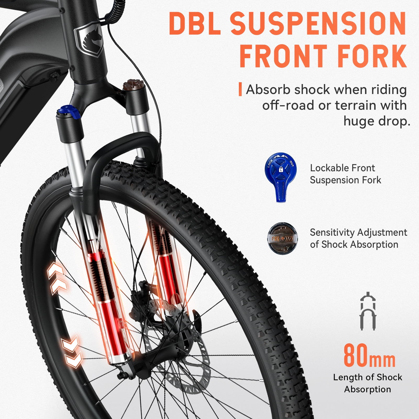 HOVSCO Electric Bike for Adults, 500W Peak Motor 20mph, 48V/15Ah, E-Mountain bicycle, UL2849, APP Control