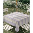 thumbnail image 2 of Square Outdoor Tablecloth with Umbrella Hole Purple Striped Outside Table Cloth Waterproof Patio Table Cover Classic Minimalism Horizontal Stripes Zipper Tablecloths for Picnic Camping 54x54 Inch, 2 of 8