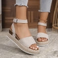 thumbnail image 1 of WILLBEST Sandalias De Mujer Para Vacaciones Informales Y Al Aire Libre. Diseño De Punta Abierta Con Parte Superior De Cuero Y Tacón De Cuña Para Atuendos De Verano Como Jeans Y Vestidos., 1 of 8
