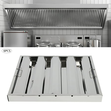 6 Pieces 19.5x19.5 in Commercial Hood Grease Exhaust Filter Baffle Stainless Steel for Home Kitchens