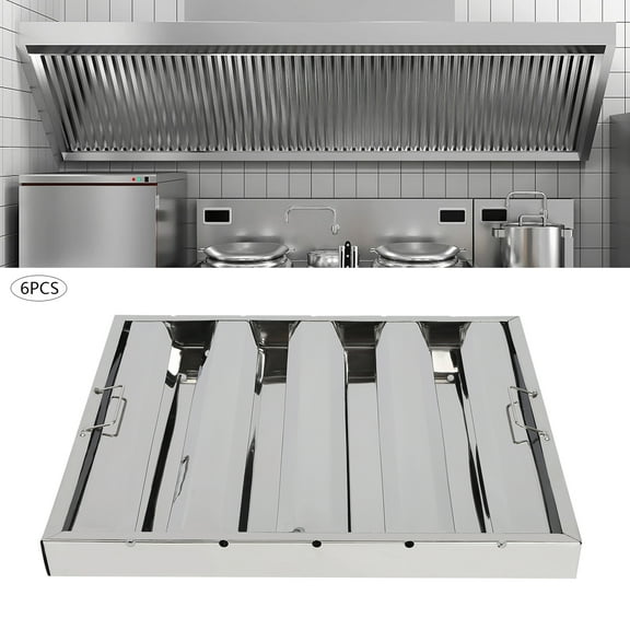 6 Pieces 19.5x19.5 in Commercial Hood Grease Exhaust Filter Baffle Stainless Steel for Home Kitchens
