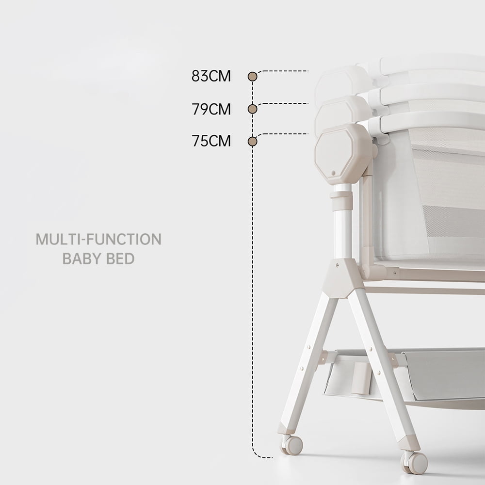 SteAnny Bassinet,Electric Rocking Bassinet,Bedside Co-Sleeper,Unisex Baby Travel Bed with Wheels(Khaki)