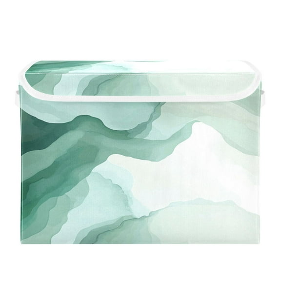 Storage Box With Lid 16.5x12.6x11.8In Foldable Stacked Household Storage Box Light Green Pattern