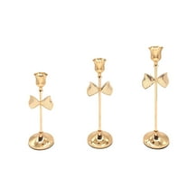 chaungfeng 3 Pcs Tall Gold Candle Holders, Taper Bow Candle Holders for Wedding Christmas Table Centerpieces, Candlestick Holder Party Supplies (Gold, Bow)