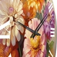 thumbnail image 3 of Designart "Romantic Impression of Colorful Zinnias IV" Floral Oversized Wall Clock, 3 of 5