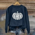 thumbnail image 2 of Arlun,Halloween Chandails en Molleton Citrouille 2025 Mode Automne Femmes Grande Taille Chandails à Lettres Imprimées Hauts Coupe Ample Confortables Col Rond Manches Longues Manteau Hauts Sans Capuche Bleu Marine P, 2 of 3