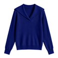 thumbnail image 7 of hoksml Women's Sailor Collar Ribbed Knit Sweater, Long Sleeve Slim Casual Pullover, 7 of 7