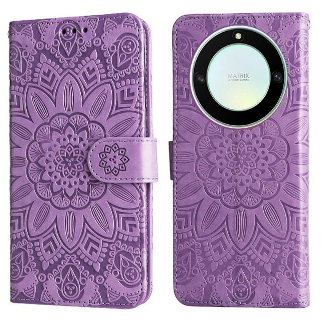 Funda tipo cartera GANGXUN para Honor X9A , diseño girasol, cuero PU, soporte, cierre magnético, tarjetero