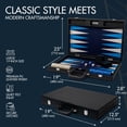 thumbnail image 3 of Set de backgammon Pointworks Premium, piel de 19 pulgadas, color negro y azul, 3 of 9
