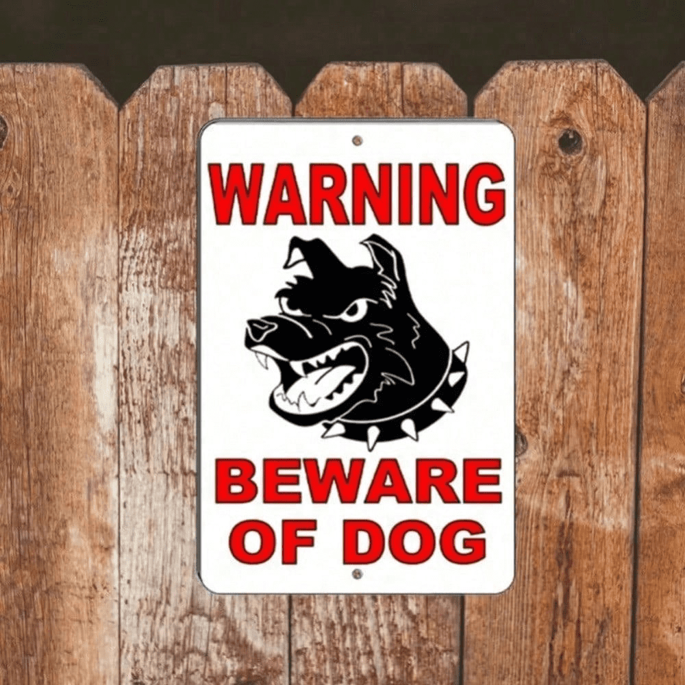 Dog Warning Sign Heavy Duty Metal Yard Security Halloween Decor