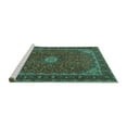 thumbnail image 2 of Ahgly Company Machine Washable Indoor Square Medallion Turquoise Blue Traditional Area Rugs, 6' Square, 2 of 4