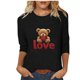 thumbnail image 2 of Xuyuer Valentine's Day Print Quarter Sleeve Jacket - Lady's Loose-Fit Casual Crew Neck 3/4 Length T-Shirt Style Top for Romantic Getaways, Cozy Date Nights & Love-Themed Layered Outfits, 2 of 7