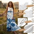thumbnail image 6 of Xixirimido Blue Lotus Leaf Print Women Maxi Dresses Casual Summer Dresses Tank Long Flowy Sleeveless Sundresses with Pockets Beach Vacation Outfits, Medium, 6 of 7