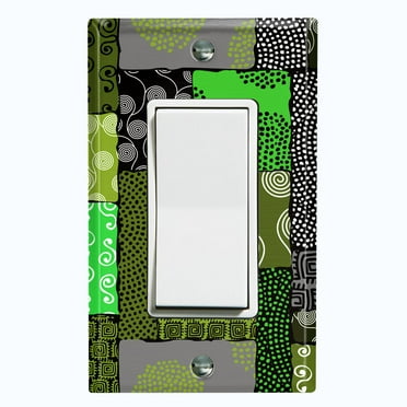 Metal Light Switch Plate Cover Safari African Tribal Art Pattern Neon Green SFR012