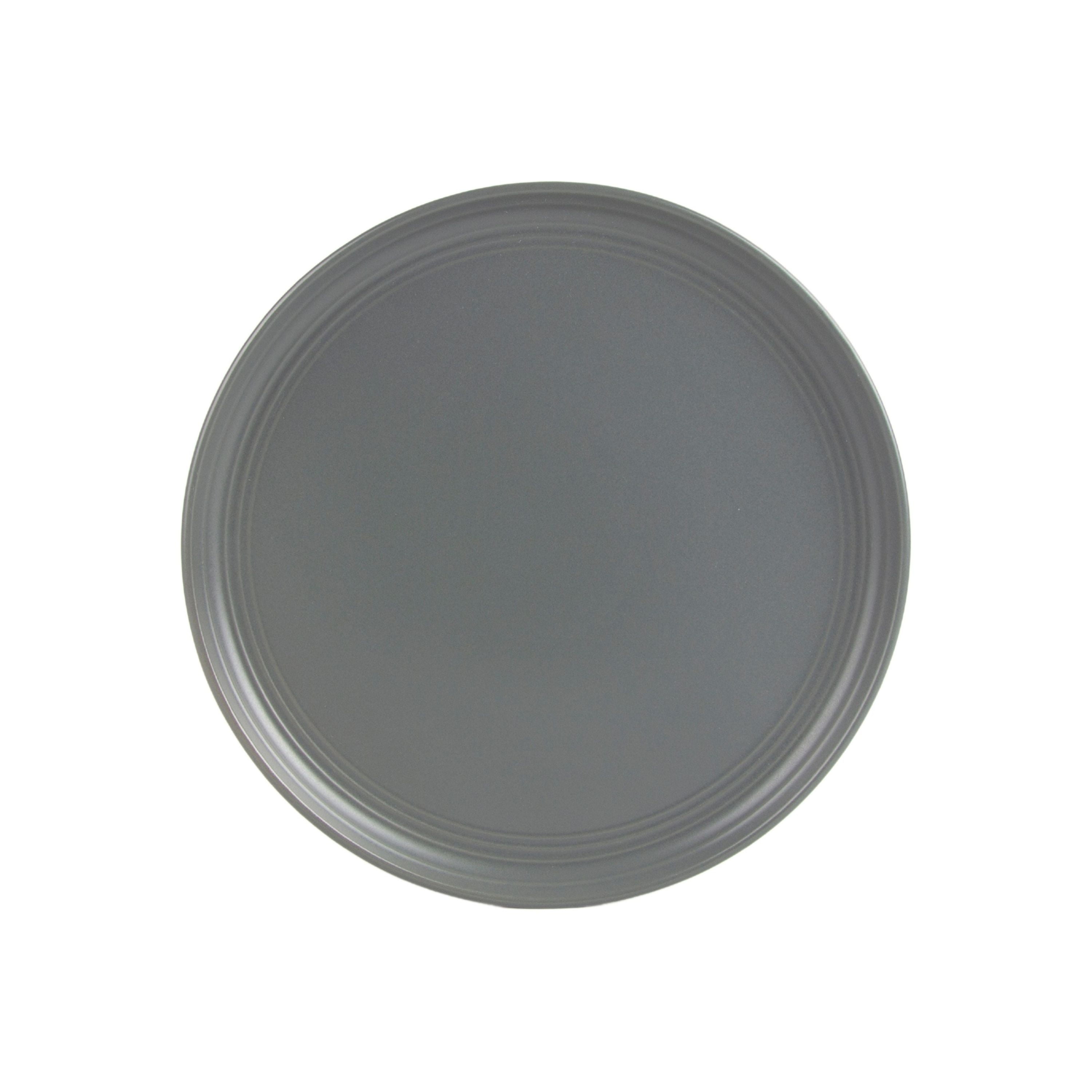 10 Strawberry Street Double Line 8.25" Round Stoneware Salad Plate, Set of 6, Matte Gray