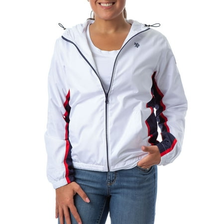US Polo Assn. Women's Windbreaker Rain Jacket With Side Pipping