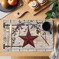 thumbnail image 2 of Texas Star Vintage Placemats Set of 4, Red Retro Berry Beige Wooden Placemats for Dining Table, Place Mats for Kitchen Tabletop, Waterproof Wipeable Dining Table Mats Set, 2 of 9