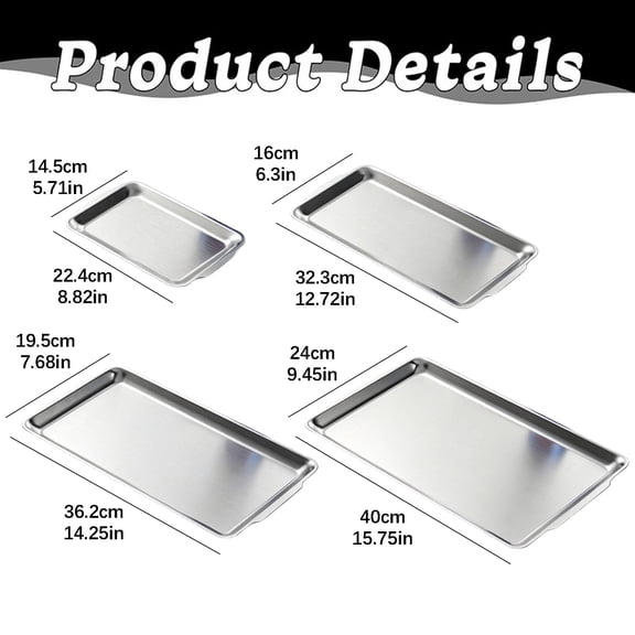 Serving Tray with Rounded Edges, Stainless Rectangle Platter for BBQ, Baking and Dessert
