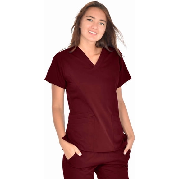 Mini Marilyn Women's 4-Way Stretch V-Neck 3 Pocket Scrub Top