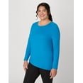 thumbnail image 3 of Hanes Women's Long Sleeve Scoop-Neck Cotton T-Shirt (Plus Size) Deep Dive 1X, 3 of 4