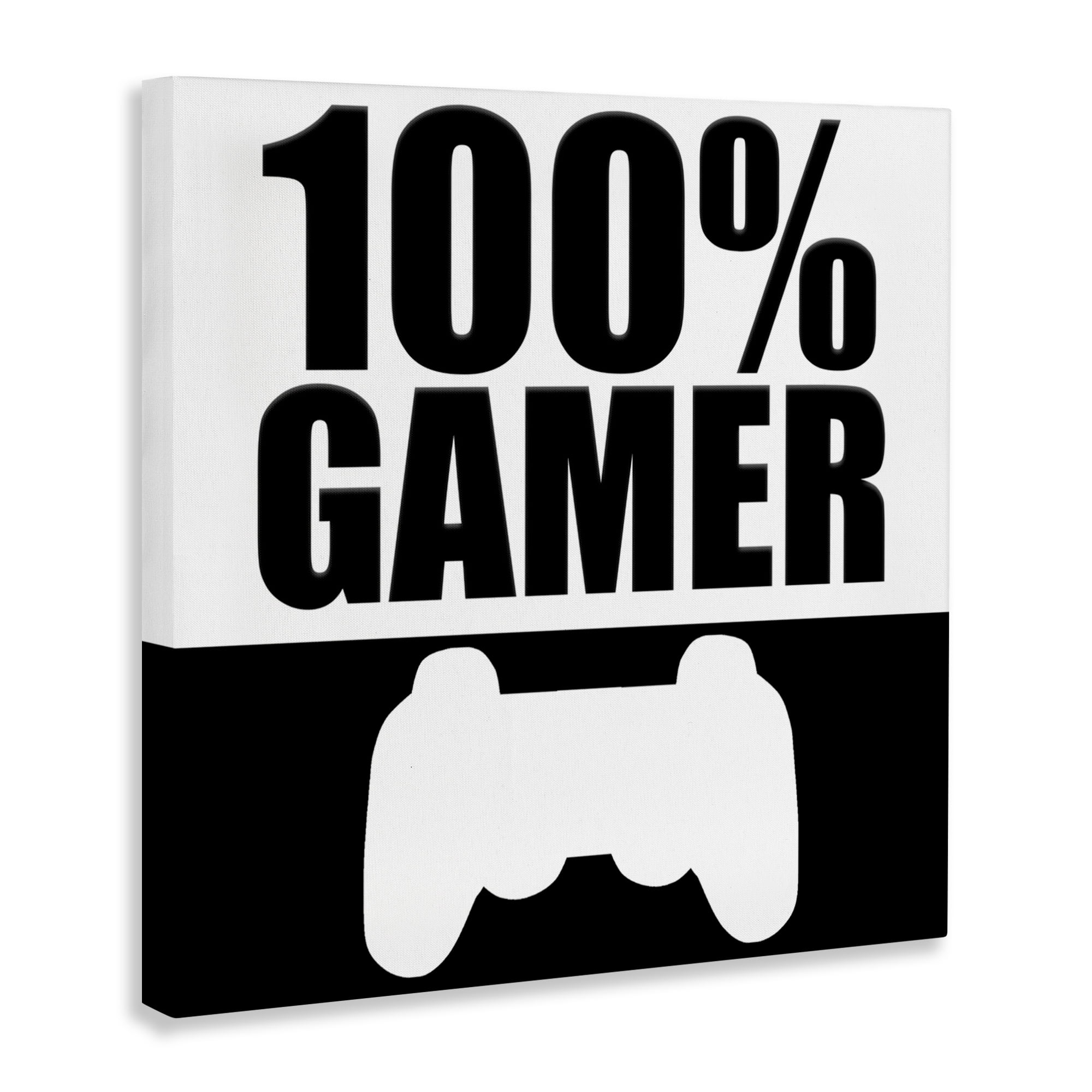 100% Gamer Black & White Canvas Wall Art, design by Kim Allen
