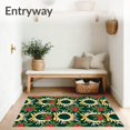 thumbnail image 3 of ODIKA 3'x5' Machine Washable Non-Slip Area Rug, Holly Berry Wreath Botanical Duo Slip Resistant Foundation High Traffic Rug with Pad, Green, 622591, 3 of 8