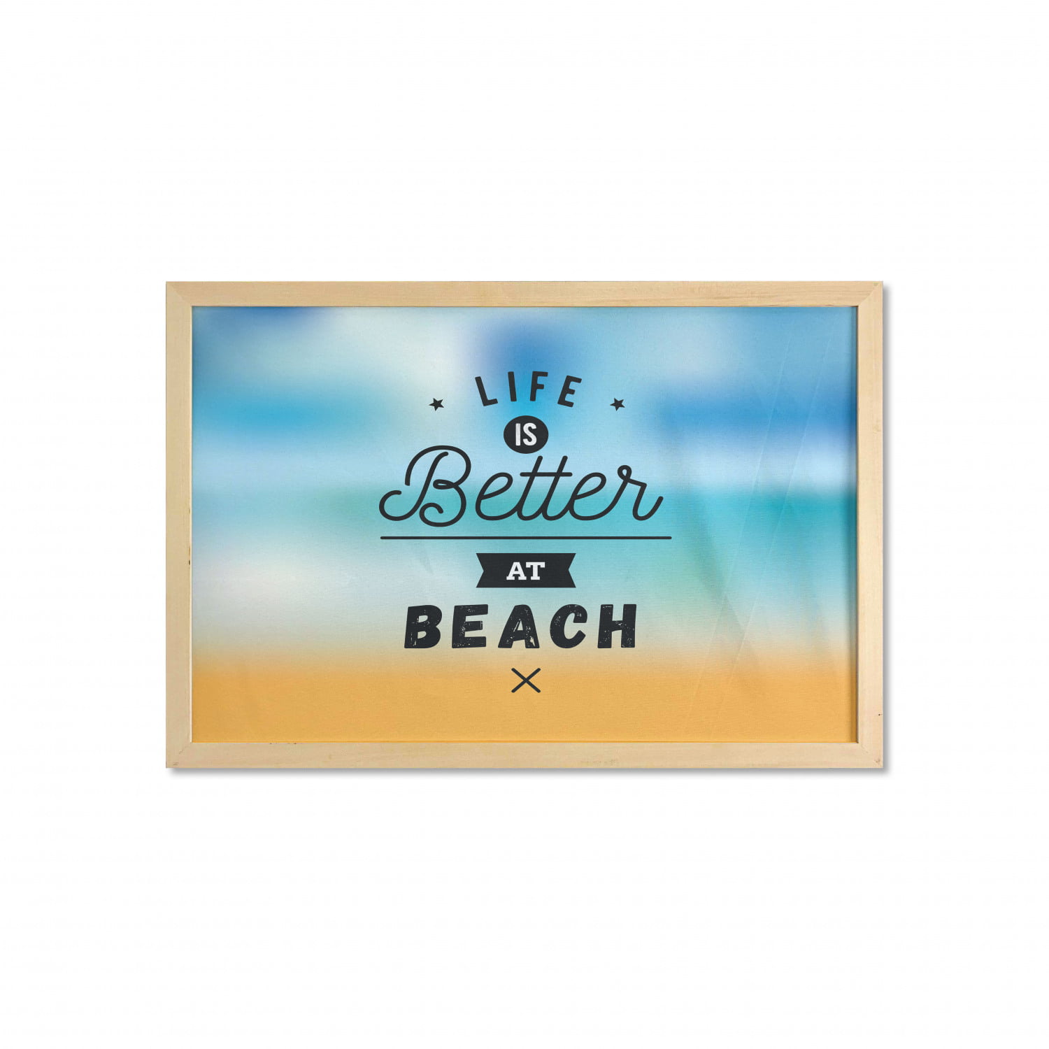 "Life is better at beach" Stretched Canvas Print Framed Wall Art Decor Painting 