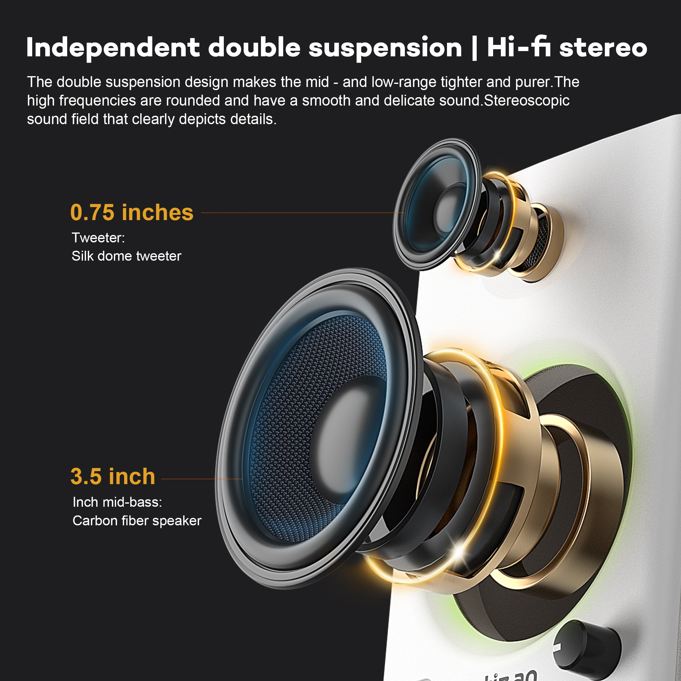 Active Studio Monitor Speakers, Bluetooth 5.3 Wireless, for Music Production, PC Gaming & Home Audio, Bookshelf Speakers (Pair, White)