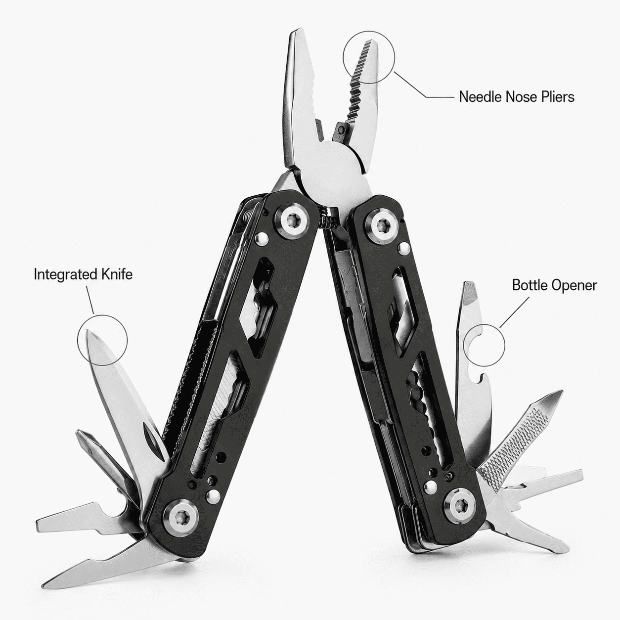 12-in-1 Mini Multitool Pliers, Foldable Stainless Steel Pocket Tool for Daily Home Repair, Outdoor Survival and Camping, Compact Heavy-Duty Design, Metallic Silver