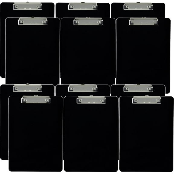 Plastic Opaque Black File Clipboard, 15.25*9.5 in, A4 Standard Size,(Pack of 12)