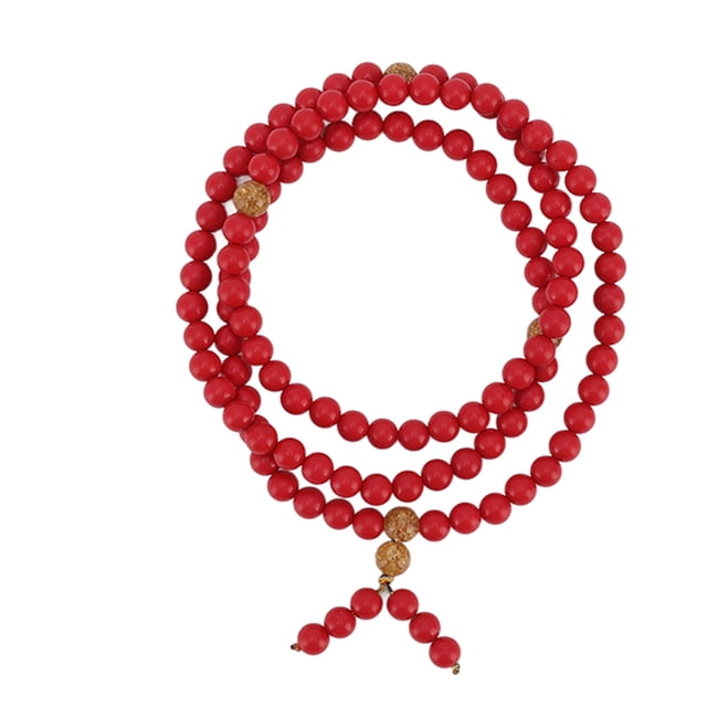 Pulsera de cinabrio natural de 8 mm con 108 cuentas rojas de Buda, pulsera elástica de oración, cadena de muñeca