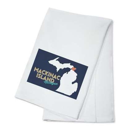 State Dish Towel - Mackinac Island, Michigan - Home State w/ Red Heart - Lantern Press Artwork (100% Cotton Kitchen Towel)