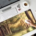 thumbnail image 5 of Green Forest Desk Mat Brown Nature Extended Mouse Pad XL Large Gaming Mousepad Japanese Anime Aesthetics Desk Pad Big Deskmat Computer Keyboard Mouse Mat 31.5''''x15.7'''' with Stitched Edges, 5 of 6