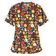 thumbnail image 1 of Pntutb Blusa de manga corta con cuello en V para mujer, uniforme de trabajo, blusa de Acción de Gracias de Navidad Pntutb Pntutb-2626, 1 of 6