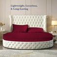 thumbnail image 2 of 500-TC Egyptian Cotton King Round Bed Sheet Set – Fits 92" Diameter Mattress, 19-24" Deep Pocket – Solid Burgundy, King 92" Diameter, 2 of 6