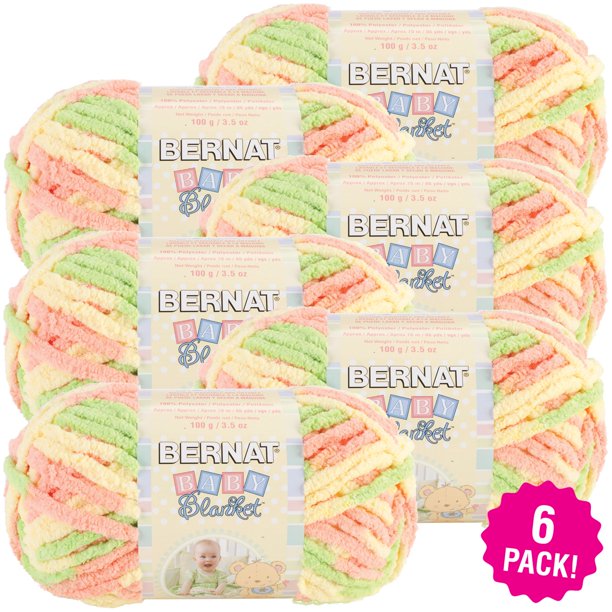 Bernat Baby Blanket Yarn Sunshine, Multipack of 6