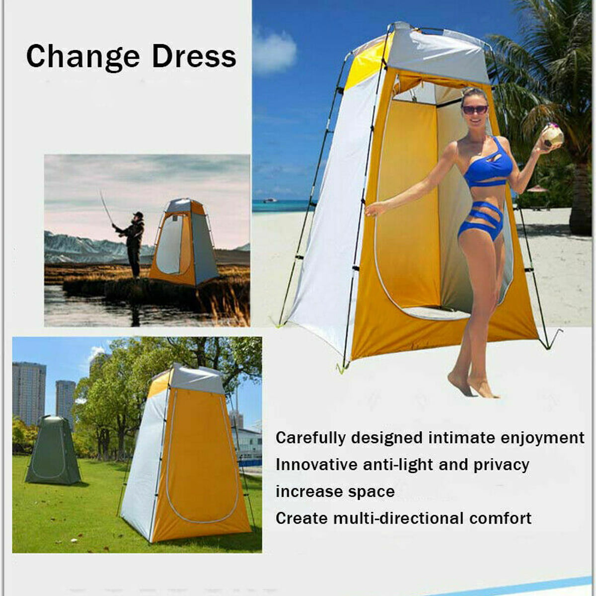 Portable Outdoor Shower Bath Changing Fitting Room Tent Camping Beach Blue V4C1 