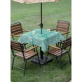 thumbnail image 4 of Outdoor Tablecloth with Umbrella Hole for Patio/Picnic/Party/Camping, Teal Coastal Waterproof Table Cloth Square Cover Washable, Starfish Coral Summer Beach Ocean (60"x 60"), 4 of 8
